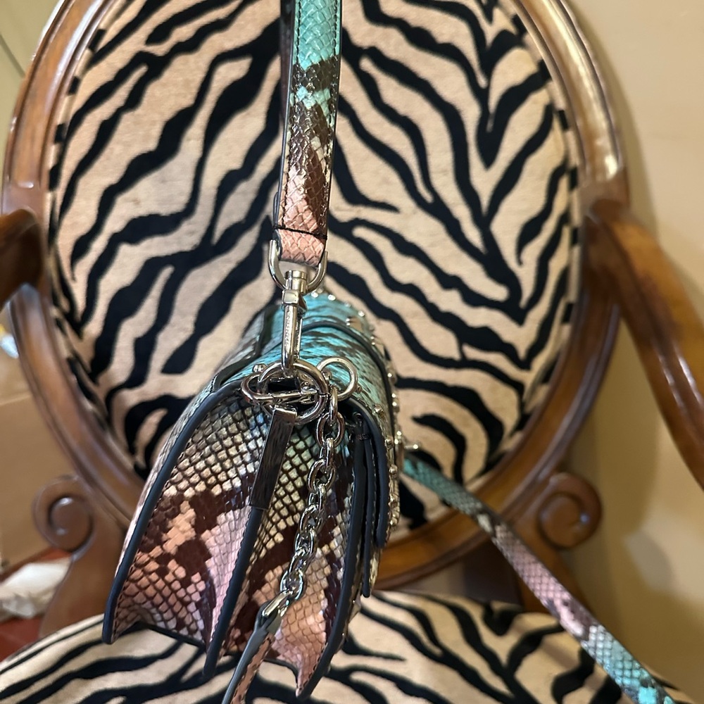 Michael Kors Studded Snake Print Shoulder Bag - Picture 14 of 14